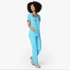 Neon Blue Figs Scrub Set